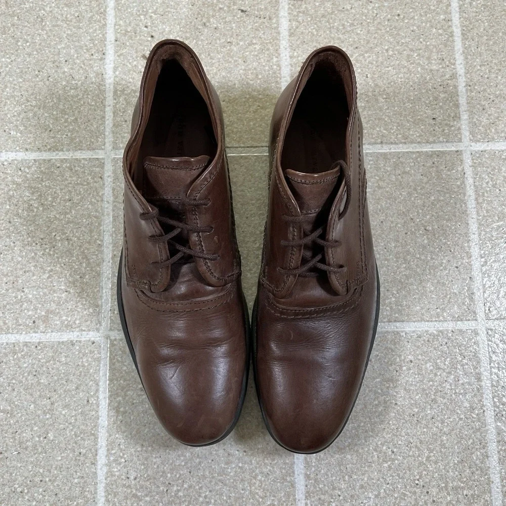 John Varvatos Brown Leather Ankle Boot Derby Oxford Mens Size 8 Preppy Shoes